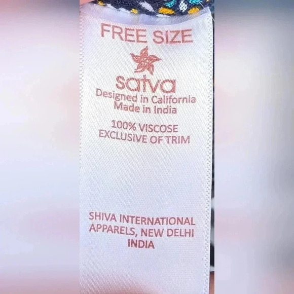 Satva Divine Kimono Blue Turquoise Sahara Print with Tassel Trim OS Free Size - Picture 6 of 9